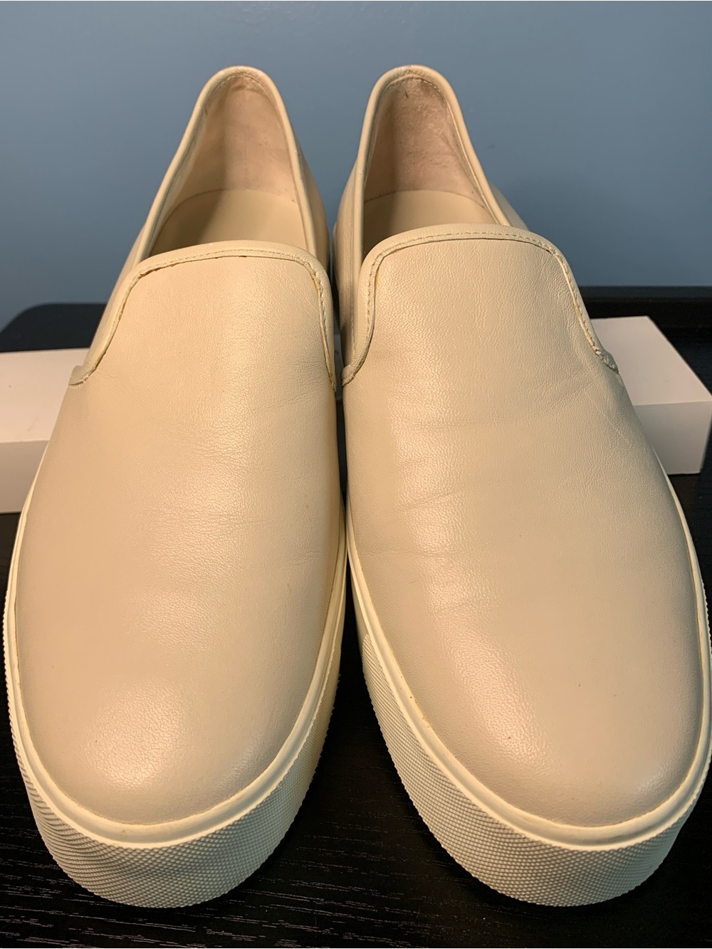 Vince Cream Leather Slip-On Sneakers